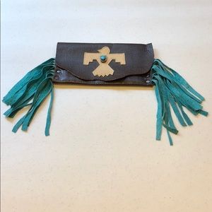 Leather wallet/tiny purse with fringe